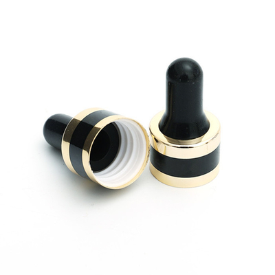 실리콘 젖꼭지를 가진 18mm 24mm 블랙 골드 알루미늄 금속 에센셜 오일 점적기 모자